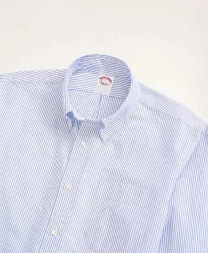 Men Original Polo ButtonDown Striped Oxford Shirt Blue Brooks Brothers Sport Shirts