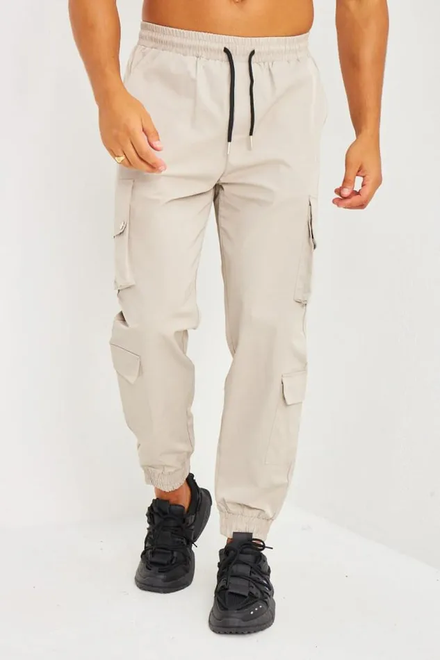 Men Pantalon De Jogging Beige Fonc Double Poches Cargo Beige Brentiny Paris Pants Men Pantalon De Jogging Beige Fonc Double Poches Cargo Beige Brentiny Paris Pants