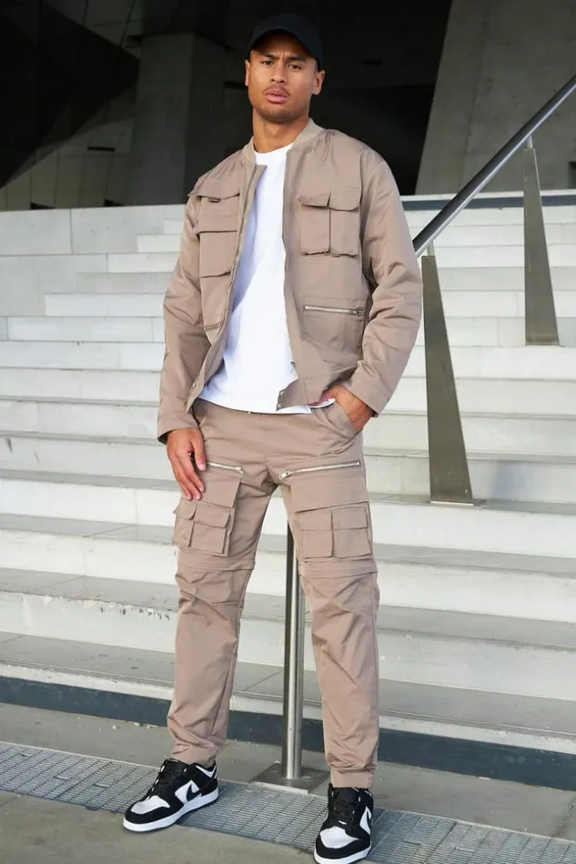 Men Pantalon De Jogging Multiples Poches Beige Fonc Darkbeige Brentiny Paris Jogging Bottoms