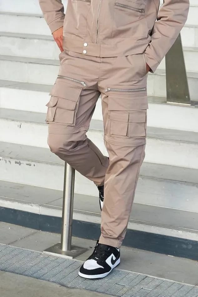 Men Pantalon De Jogging Multiples Poches Beige Fonc Darkbeige Brentiny Paris Jogging Bottoms