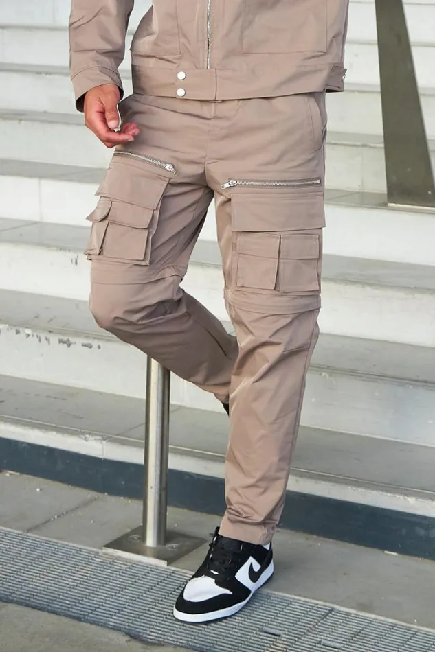 Men Pantalon De Jogging Multiples Poches Beige Fonc Darkbeige Brentiny Paris Jogging Bottoms
