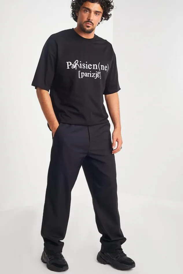 Men Pantalon Noir Coupe Large Black Brentiny Paris Pants