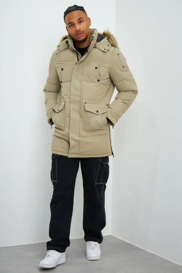 Men Parka Beige Capuche Avec Fourrure Beige Brentiny Paris Parkas And Down Jackets Men Parka Beige Capuche Avec Fourrure Beige Brentiny Paris Parkas And Down Jackets