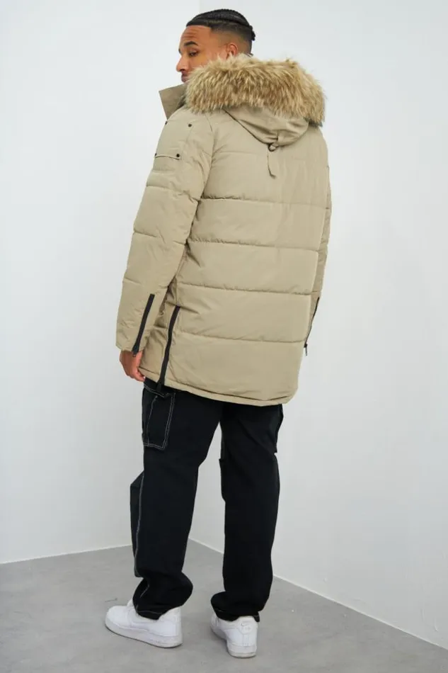 Men Parka Beige Capuche Avec Fourrure Beige Brentiny Paris Parkas And Down Jackets Men Parka Beige Capuche Avec Fourrure Beige Brentiny Paris Parkas And Down Jackets
