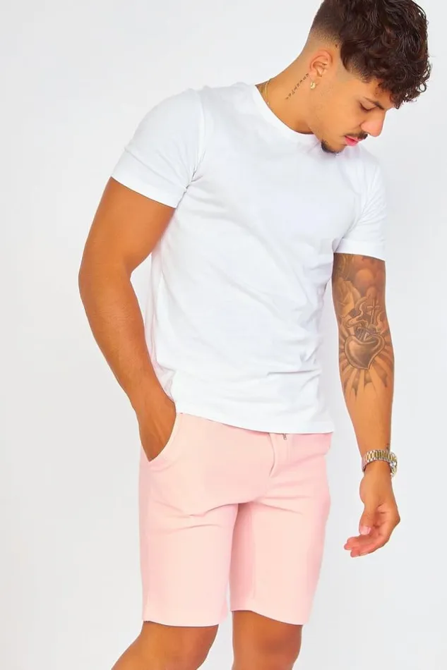 Men Pink Embossed Shorts Pink Brentiny Paris Shorts