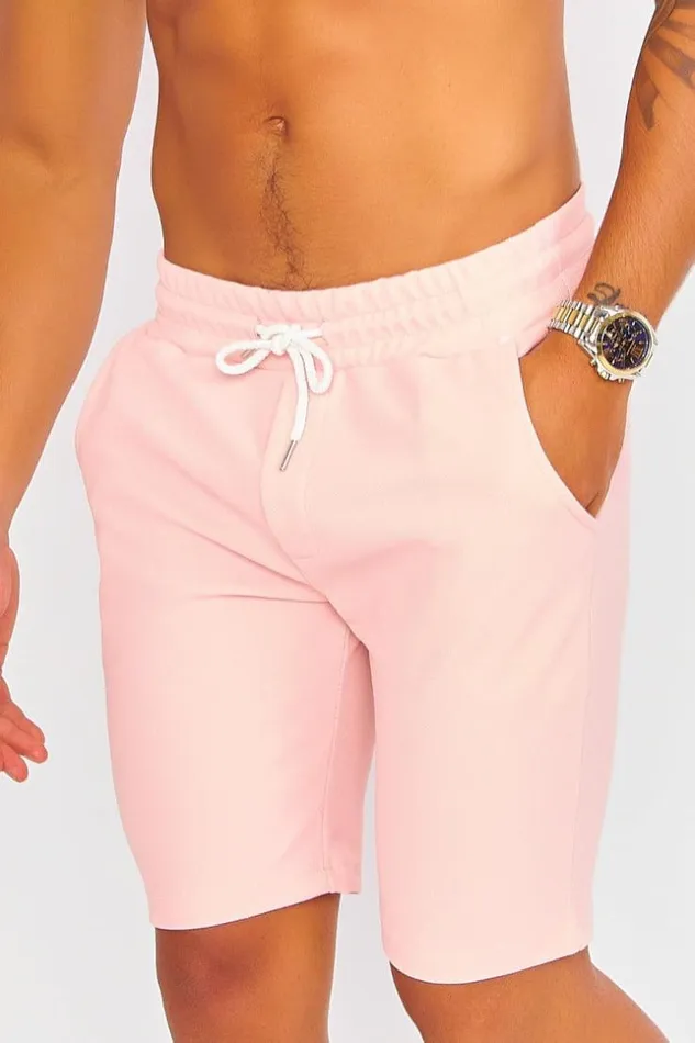 Men Pink Embossed Shorts Pink Brentiny Paris Shorts