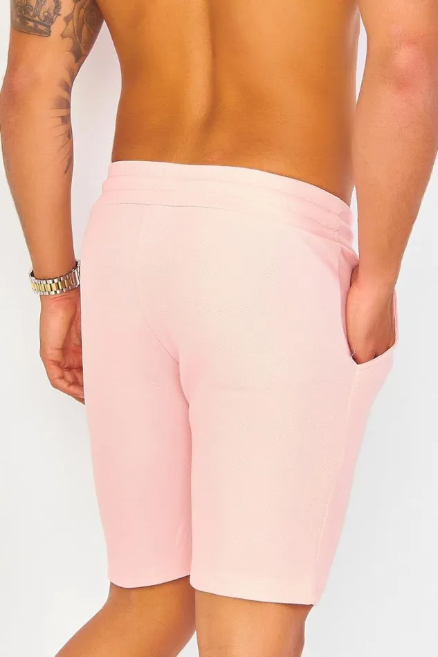 Men Pink Embossed Shorts Pink Brentiny Paris Shorts