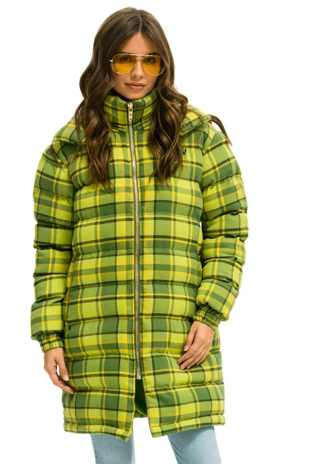 Men PLAID UNISEX LONG TREKKER JACKET 8211 AVOCADO PLAID Aviator Nation Outerwear
