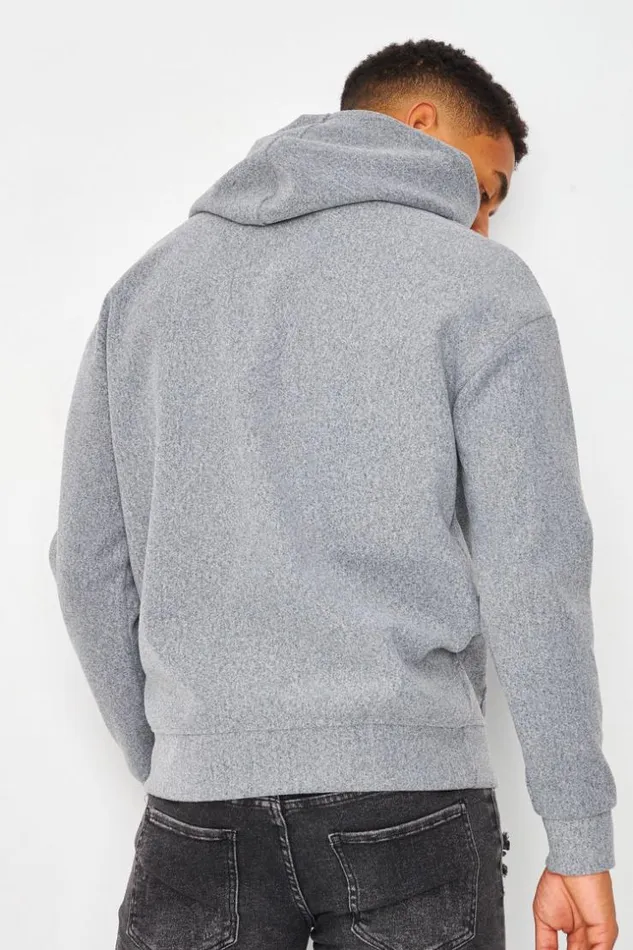 Men Plain Fleece Hoodie In Grey Grey Brentiny Paris Sweatshirts and Pullovers