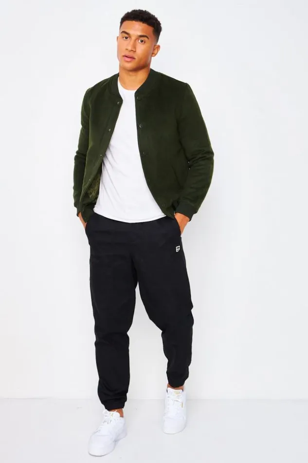 Men Plain Wool Bomber Jacket In Khaki Green Brentiny Paris Jackets