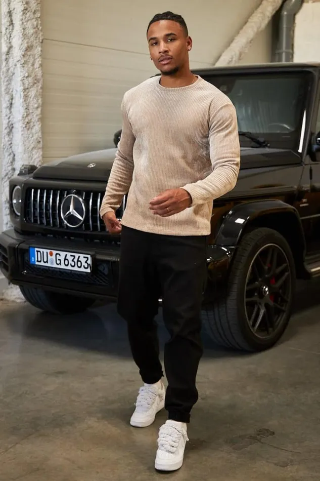 Men Pull Beige Col Rond En Velours Ctel Beige Brentiny Paris Sweatshirts and Pullovers Men Pull Beige Col Rond En Velours Ctel Beige Brentiny Paris Sweatshirts and Pullovers