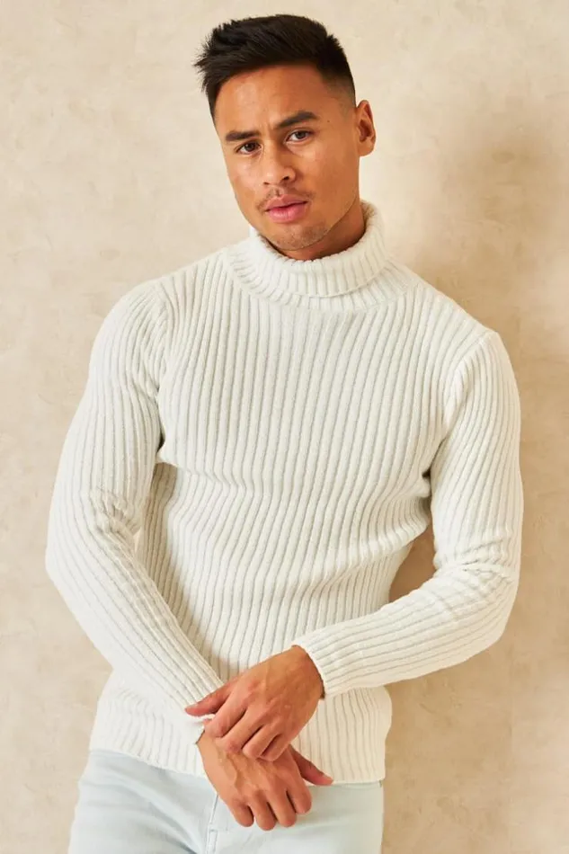 Men Pull Blanc Col Roul En Velours White Brentiny Paris Sweatshirts and Pullovers