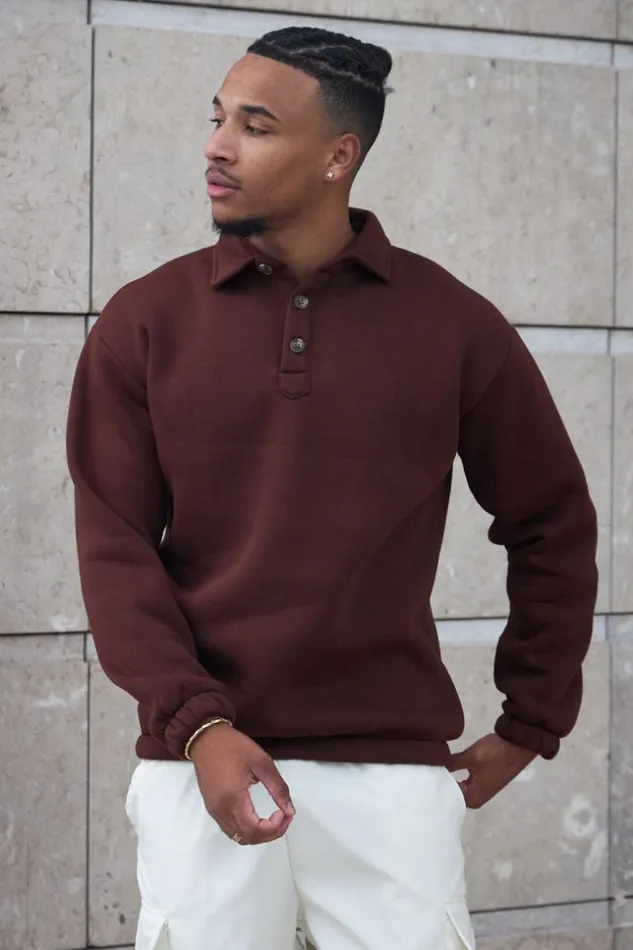 Men Pull Large Marron Col Boutonn Brown Brentiny Paris Sweatshirts and Pullovers Men Pull Large Marron Col Boutonn Brown Brentiny Paris Sweatshirts and Pullovers