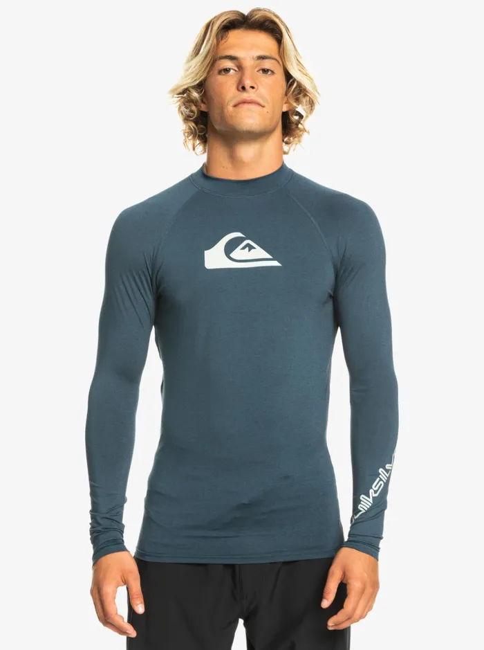 Men Quiksilver Rashguards All Time Long Sleeve UPF 50 Rashguard Navy Blazer Heather Men Quiksilver Rashguards All Time Long Sleeve UPF 50 Rashguard Navy Blazer Heather