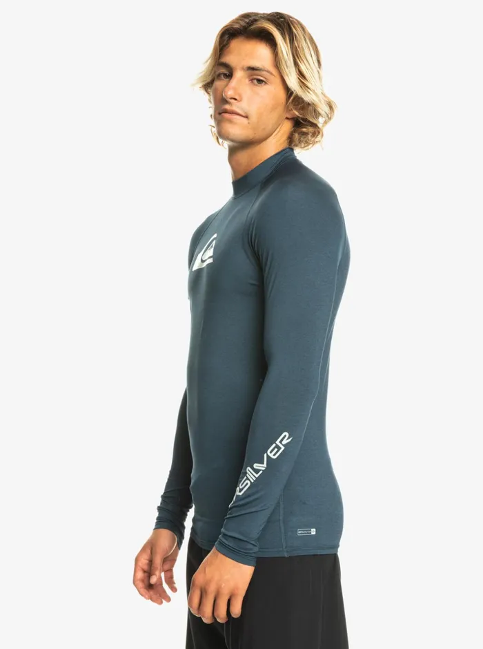 Men Quiksilver Rashguards All Time Long Sleeve UPF 50 Rashguard Navy Blazer Heather Men Quiksilver Rashguards All Time Long Sleeve UPF 50 Rashguard Navy Blazer Heather