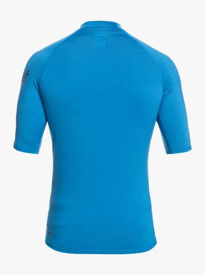 Men Quiksilver Rashguards All Time Short Sleeve UPF 50 Rashguard Snorkel Blue Heather Men Quiksilver Rashguards All Time Short Sleeve UPF 50 Rashguard Snorkel Blue Heather