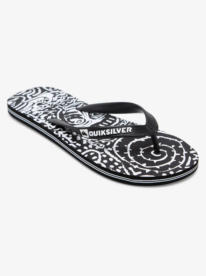 Men Quiksilver Sandals Molokai Art FlipFlops Blackwhiteblack