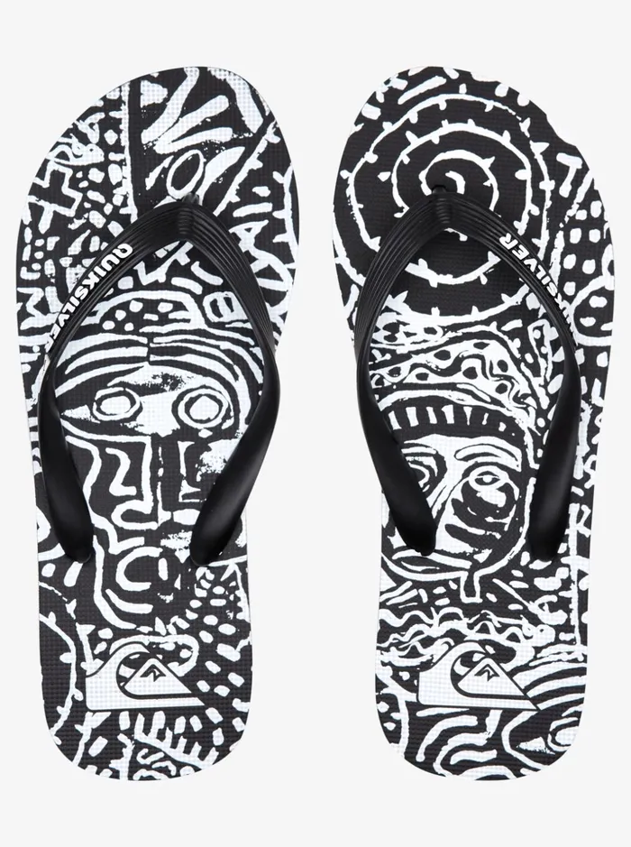 Men Quiksilver Sandals Molokai Art FlipFlops Blackwhiteblack Men Quiksilver Sandals Molokai Art FlipFlops Blackwhiteblack