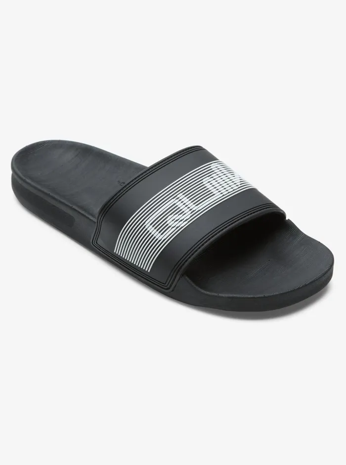 Men Quiksilver Sandals Rivi Wordmark Slide Slider Sandals Black 3