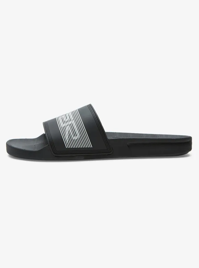 Men Quiksilver Sandals Rivi Wordmark Slide Slider Sandals Black 3