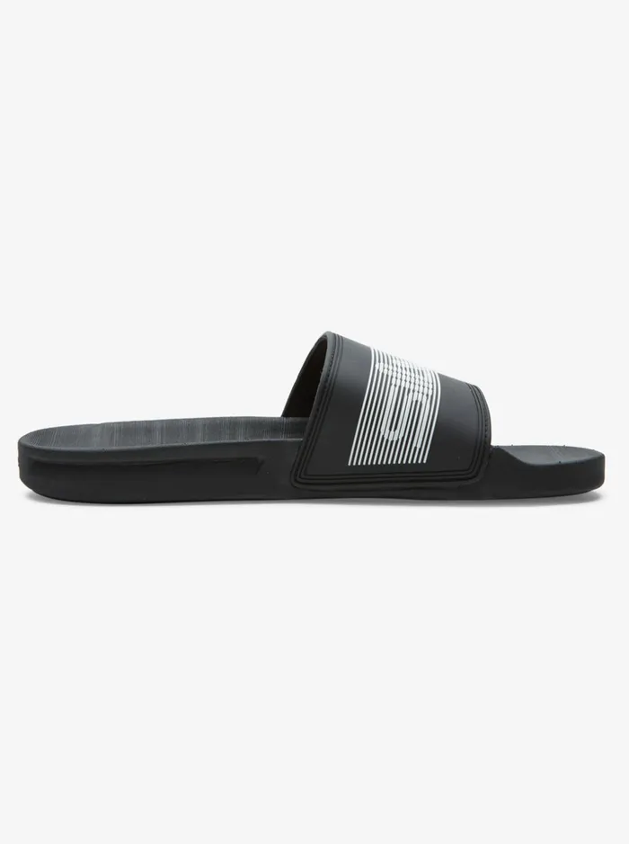 Men Quiksilver Sandals Rivi Wordmark Slide Slider Sandals Black 3