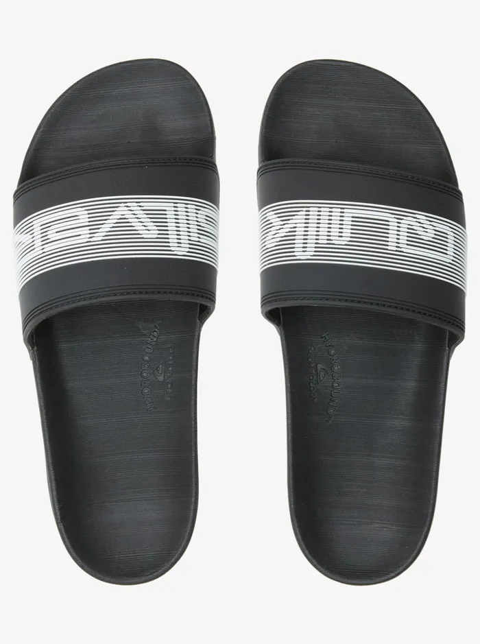 Men Quiksilver Sandals Rivi Wordmark Slide Slider Sandals Black 3