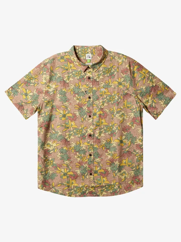 Men Quiksilver Shirts and Polos Sunday Stroll Stretch Short Sleeve Shirt Golden Rod Sunday Stroll