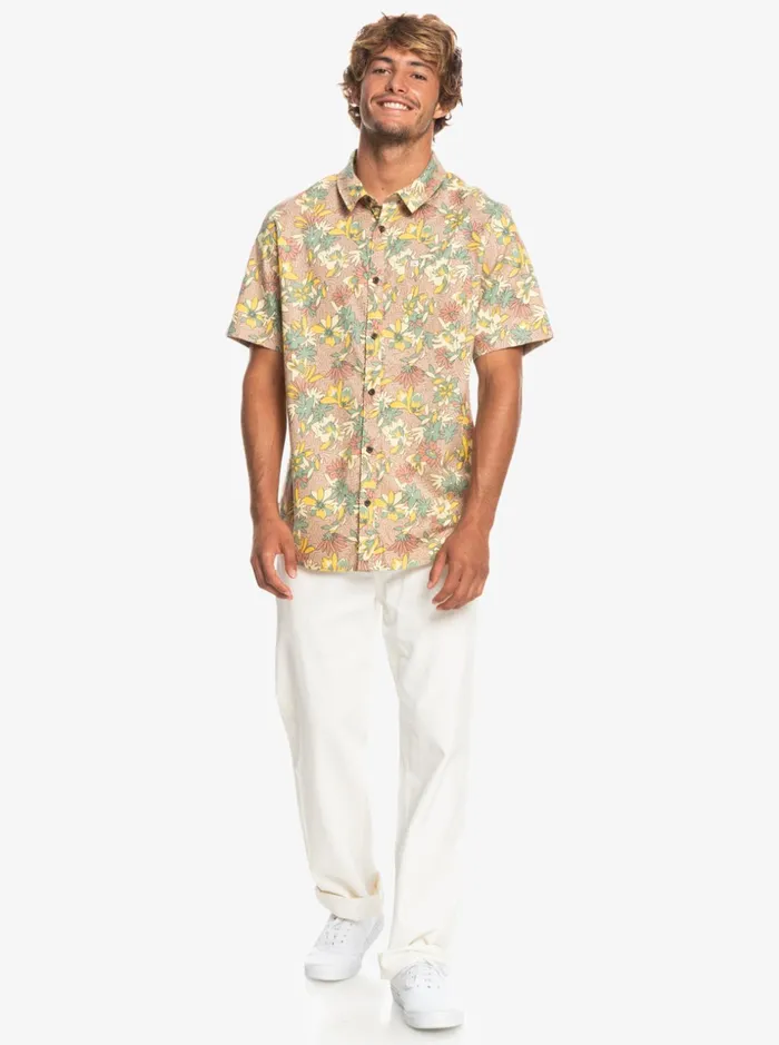 Men Quiksilver Shirts and Polos Sunday Stroll Stretch Short Sleeve Shirt Golden Rod Sunday Stroll