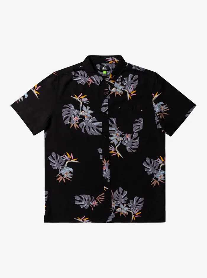 Men Quiksilver Shirts and Polos The Floral Short Sleeve Shirt Black Floral Ss