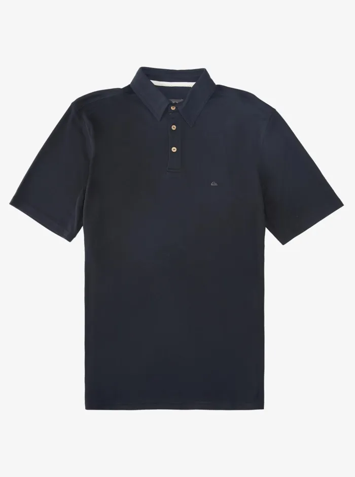 Men Quiksilver Shirts and Polos Waterman Waterpolo Short Sleeve Polo Shirt Black