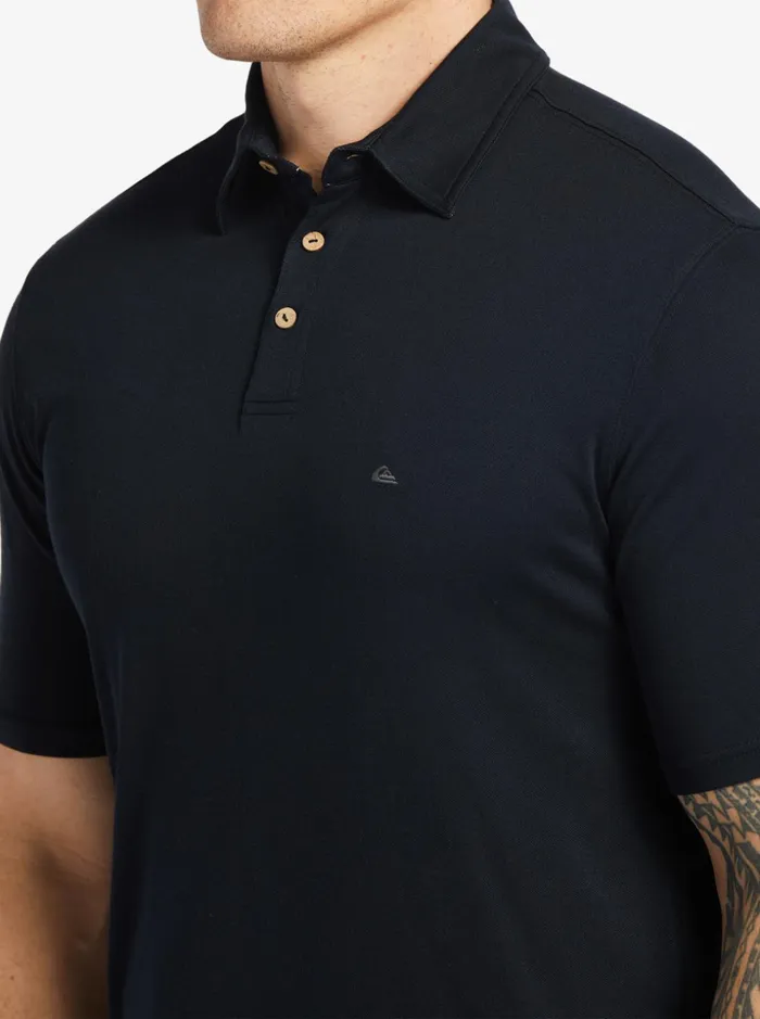 Men Quiksilver Shirts and Polos Waterman Waterpolo Short Sleeve Polo Shirt Black Men Quiksilver Shirts and Polos Waterman Waterpolo Short Sleeve Polo Shirt Black