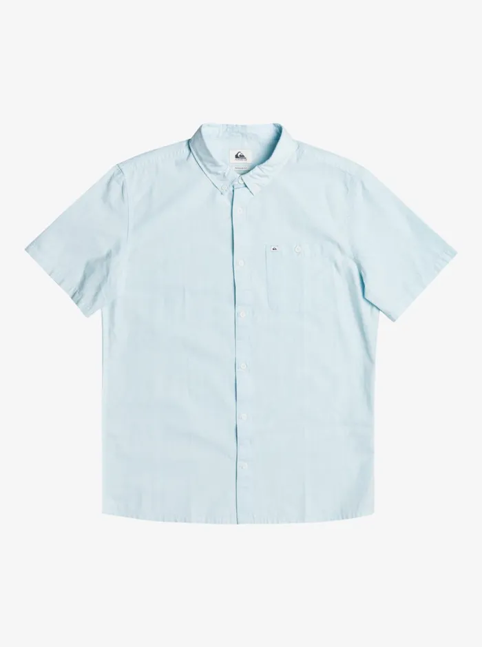 Men Quiksilver Shirts and Polos Winfall Short Sleeve Shirt Airy Blue