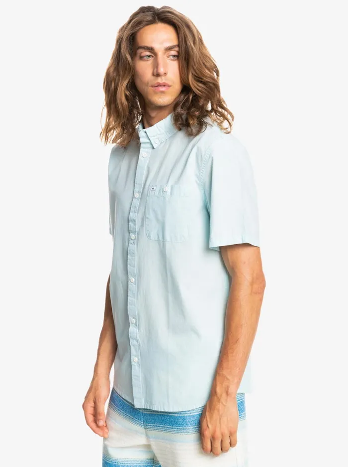 Men Quiksilver Shirts and Polos Winfall Short Sleeve Shirt Airy Blue Men Quiksilver Shirts and Polos Winfall Short Sleeve Shirt Airy Blue