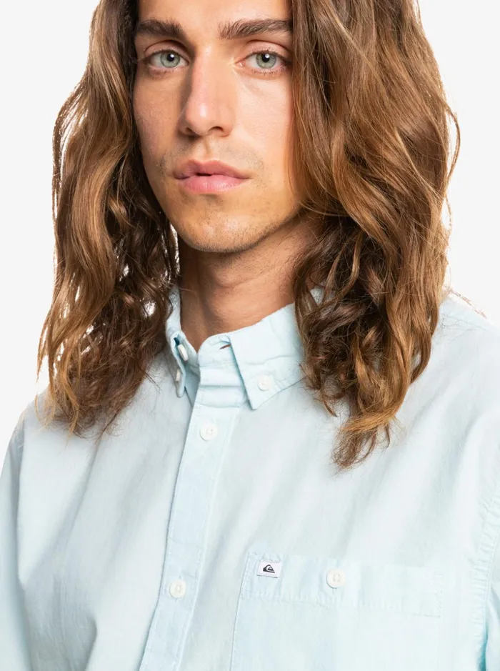 Men Quiksilver Shirts and Polos Winfall Short Sleeve Shirt Airy Blue Men Quiksilver Shirts and Polos Winfall Short Sleeve Shirt Airy Blue