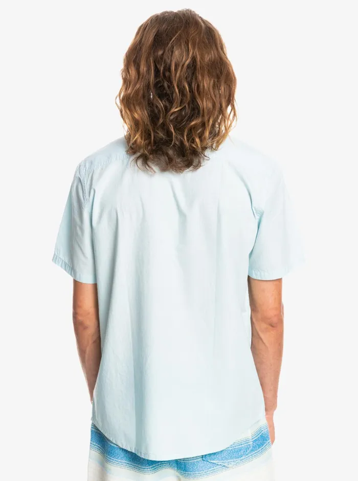 Men Quiksilver Shirts and Polos Winfall Short Sleeve Shirt Airy Blue Men Quiksilver Shirts and Polos Winfall Short Sleeve Shirt Airy Blue