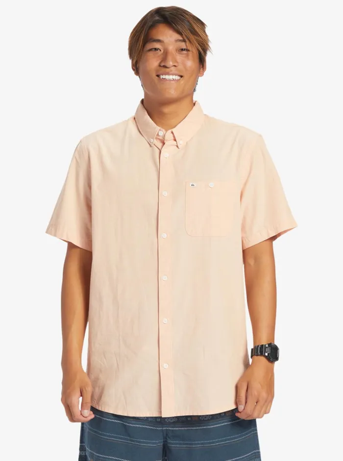 Men Quiksilver Shirts and Polos Winfall Short Sleeve Shirt Copper Tan Men Quiksilver Shirts and Polos Winfall Short Sleeve Shirt Copper Tan
