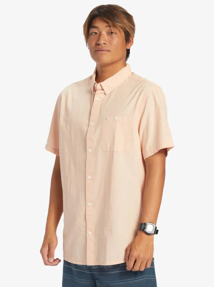 Men Quiksilver Shirts and Polos Winfall Short Sleeve Shirt Copper Tan Men Quiksilver Shirts and Polos Winfall Short Sleeve Shirt Copper Tan