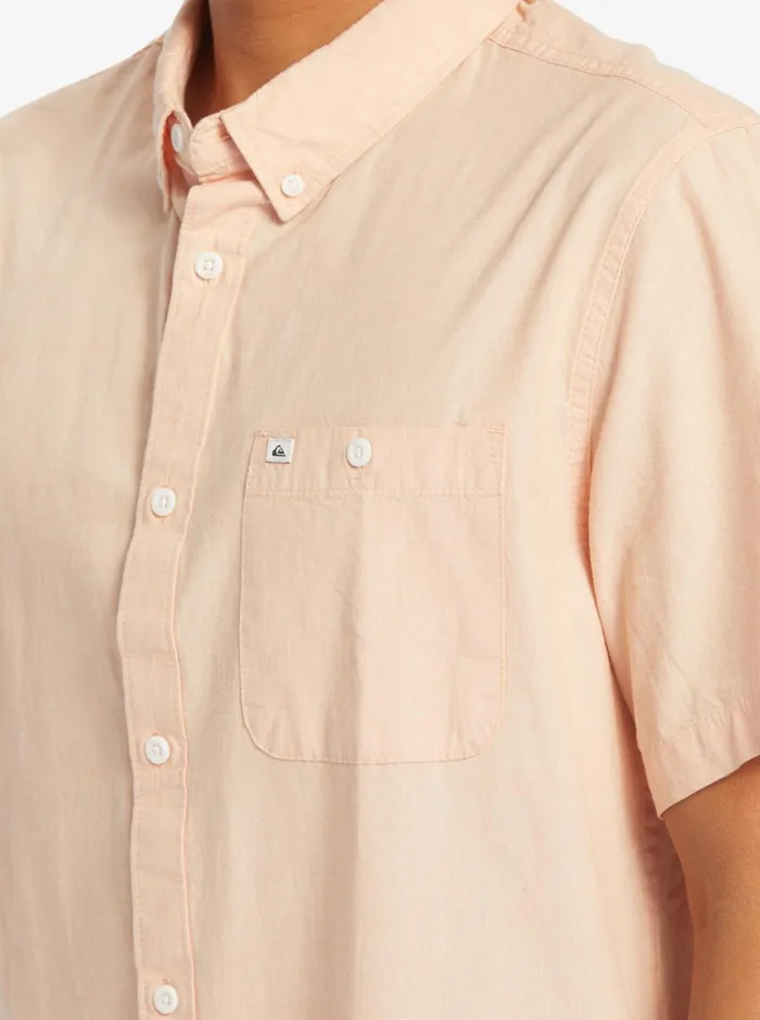 Men Quiksilver Shirts and Polos Winfall Short Sleeve Shirt Copper Tan Men Quiksilver Shirts and Polos Winfall Short Sleeve Shirt Copper Tan