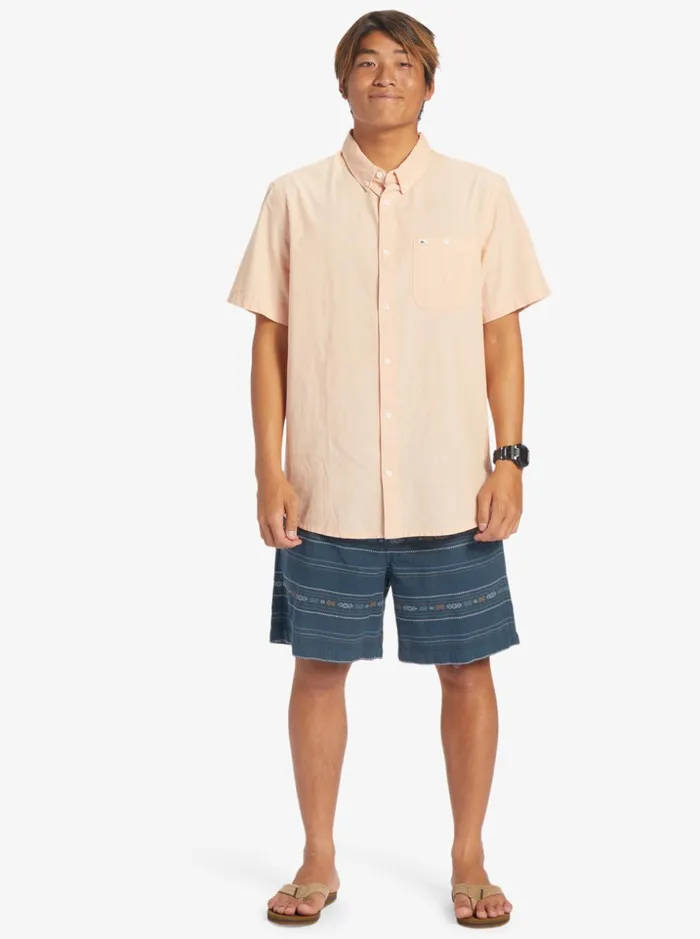 Men Quiksilver Shirts and Polos Winfall Short Sleeve Shirt Copper Tan Men Quiksilver Shirts and Polos Winfall Short Sleeve Shirt Copper Tan