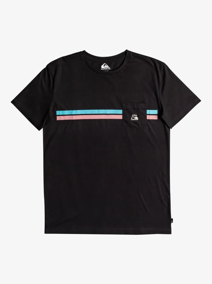 Men Quiksilver Tees Striped Flow Pocket TShirt Black