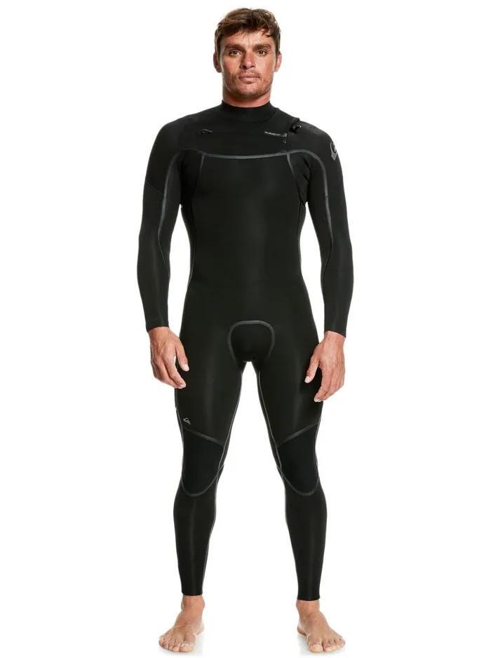 Men Quiksilver Wetsuits 32mm Everyday Sessions Chest Zip Wetsuit Black
