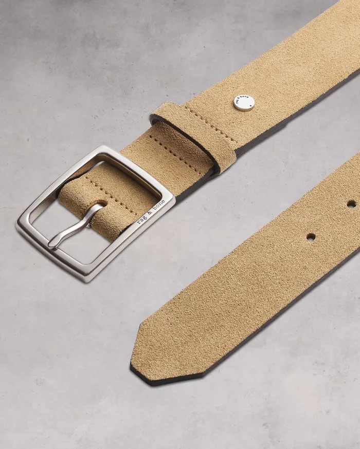 Men Rag and Bone Belts Rugged Belt Light Sand Suede