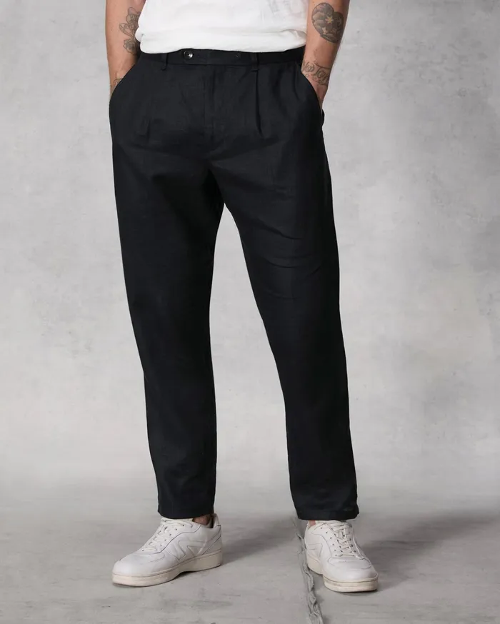 Men Rag and Bone Pants Pleated Linen Chino Black Men Rag and Bone Pants Pleated Linen Chino Black