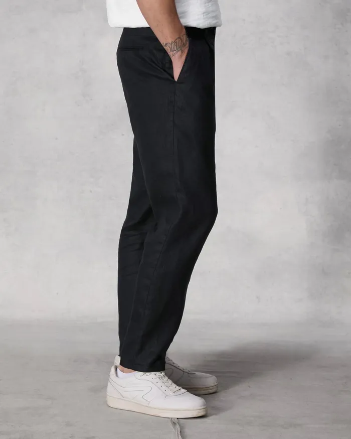Men Rag and Bone Pants Pleated Linen Chino Black Men Rag and Bone Pants Pleated Linen Chino Black