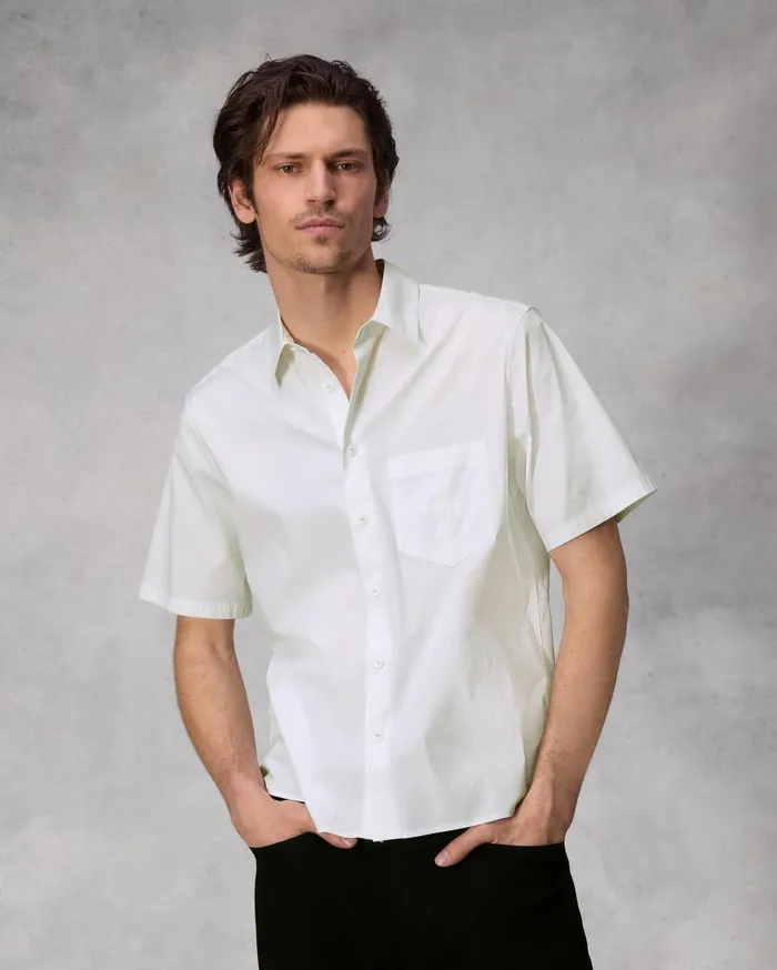 Men Rag and Bone Shirts Dalton Cotton Poplin Blouson Shirt White