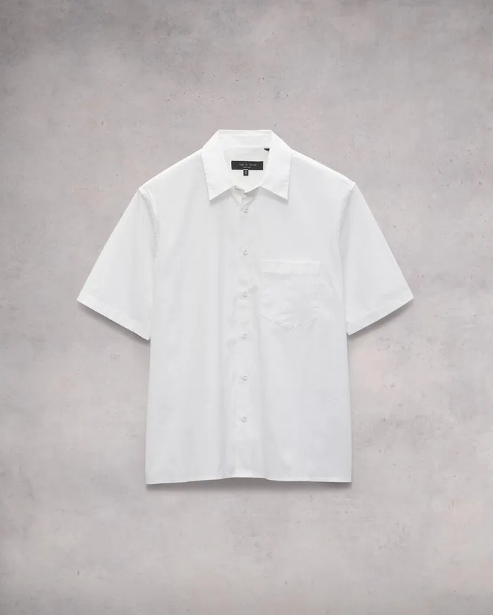 Men Rag and Bone Shirts Dalton Cotton Poplin Blouson Shirt White Men Rag and Bone Shirts Dalton Cotton Poplin Blouson Shirt White