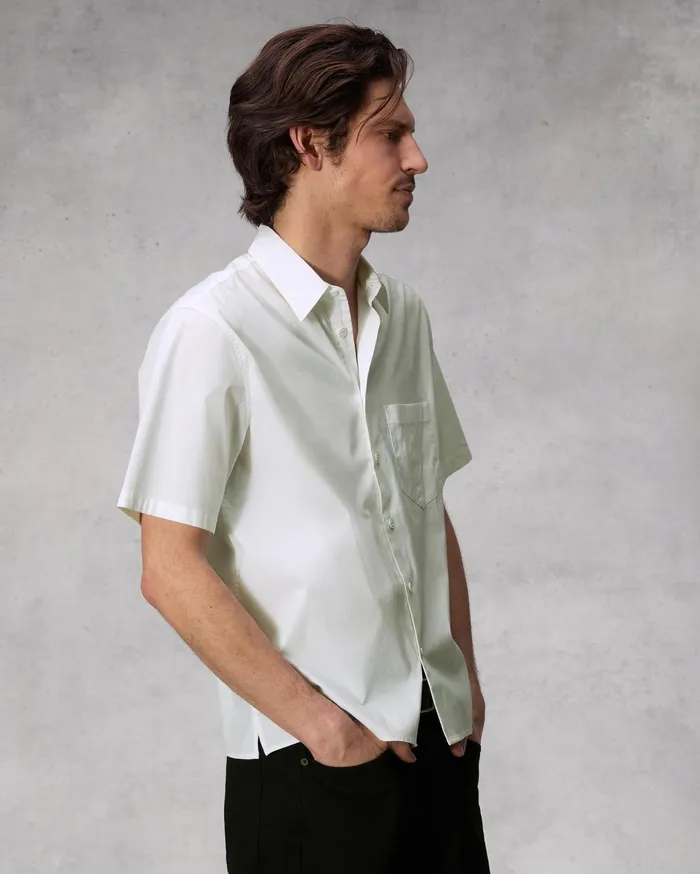 Men Rag and Bone Shirts Dalton Cotton Poplin Blouson Shirt White Men Rag and Bone Shirts Dalton Cotton Poplin Blouson Shirt White