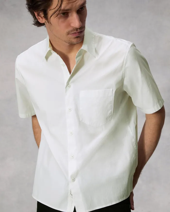 Men Rag and Bone Shirts Dalton Cotton Poplin Blouson Shirt White Men Rag and Bone Shirts Dalton Cotton Poplin Blouson Shirt White