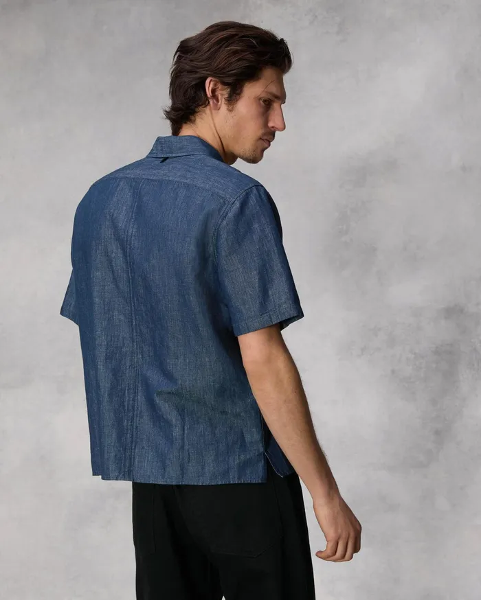 Men Rag and Bone Shirts Dalton Linen Denim Shirt Dark Indigo Men Rag and Bone Shirts Dalton Linen Denim Shirt Dark Indigo