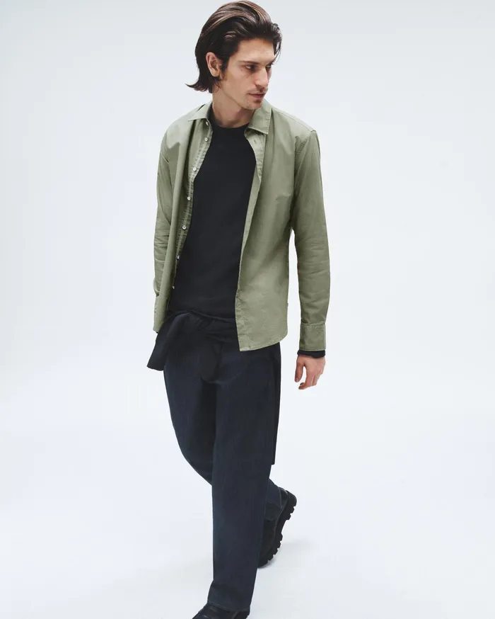 Men Rag and Bone Shirts Tomlin Cotton Oxford Shirt Dark Mint